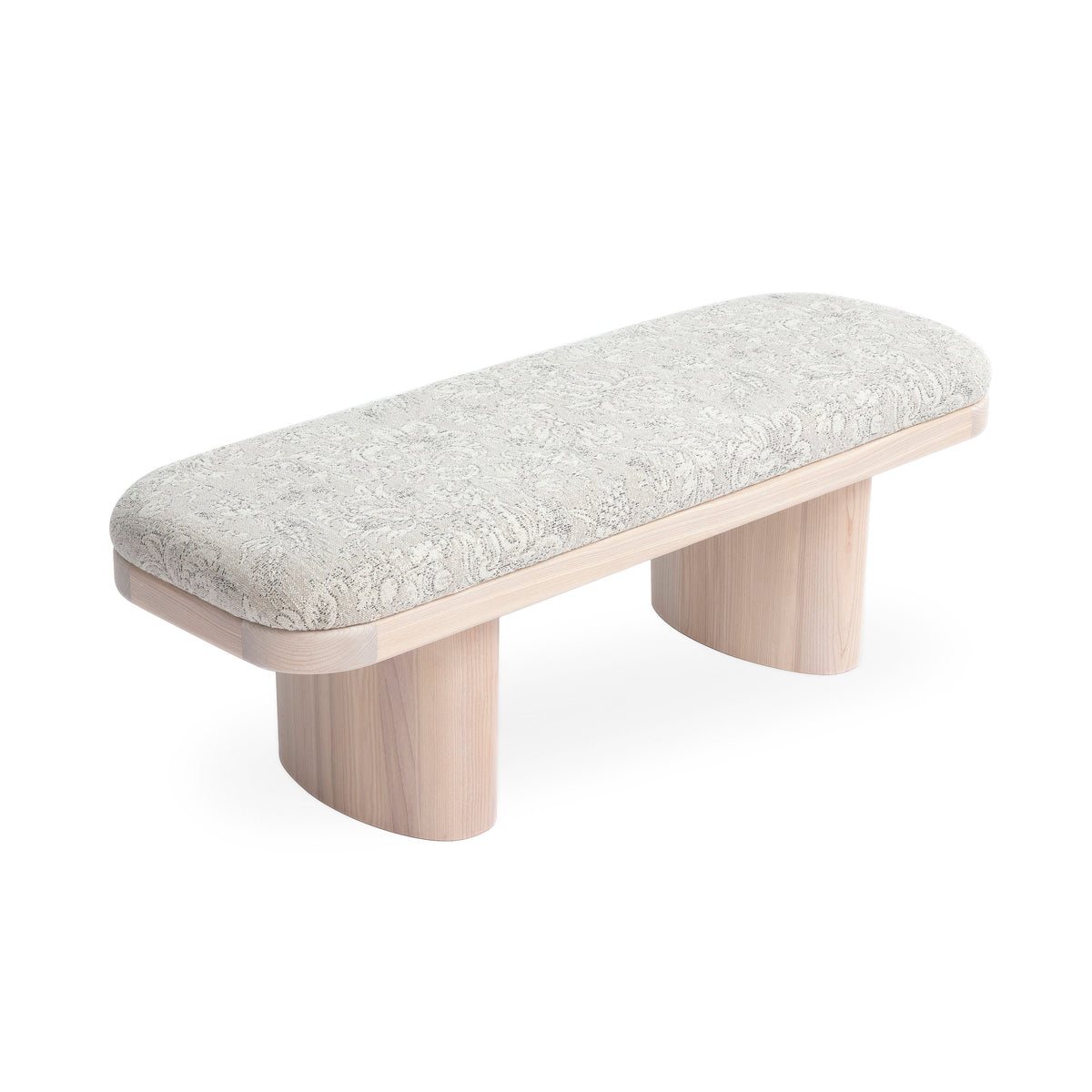 Ollie 48" Neutral Floral Jacquard Bench by TOV Furniture – photo 2 of 6