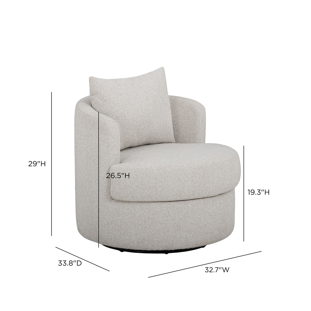 Silvi Off-White Performance Boucle Swivel Chair by TOV Furniture – photo 8 of 8
