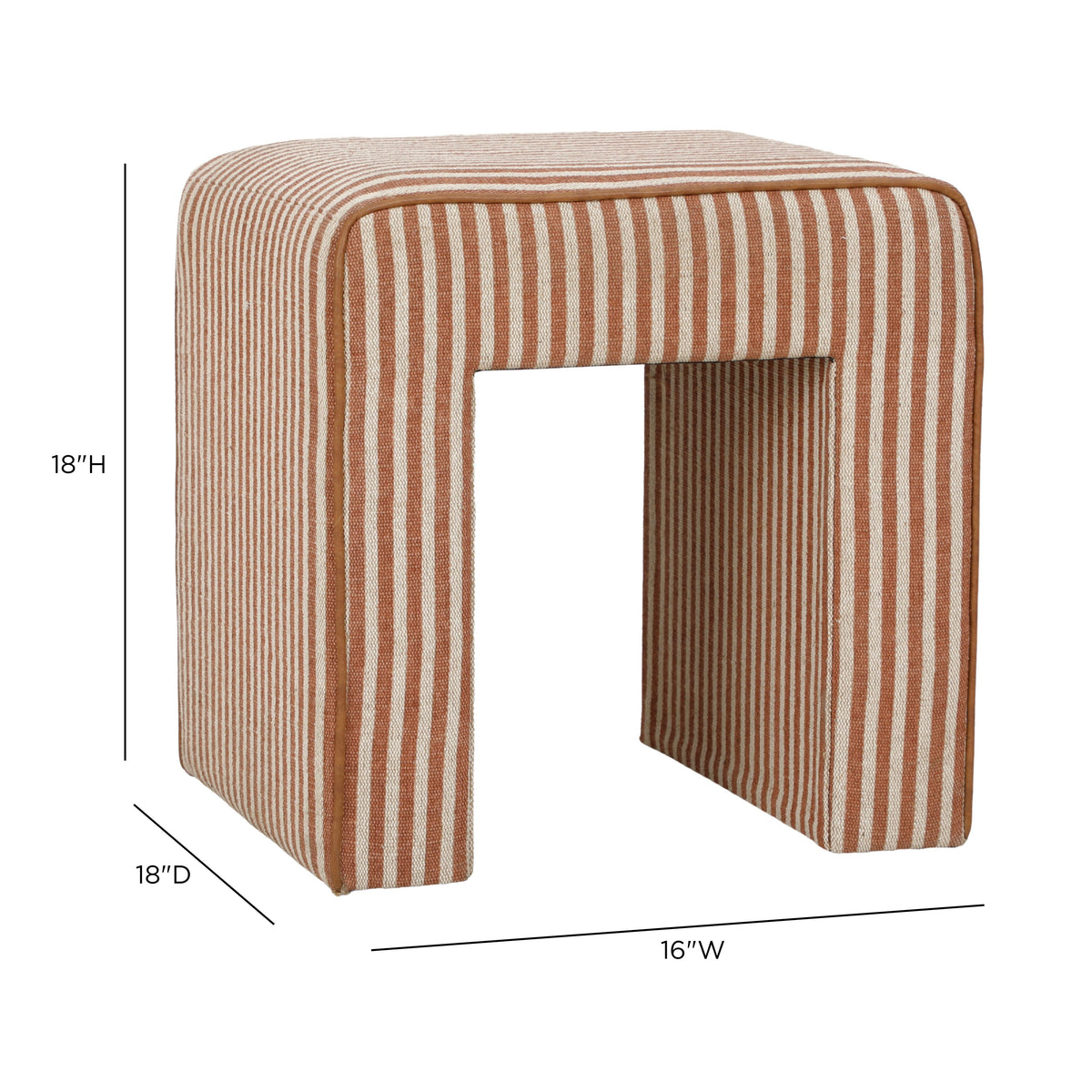 Byron Square Terracotta Stripe Cotton Jute Ottoman by TOV Furniture – photo 6 of 7