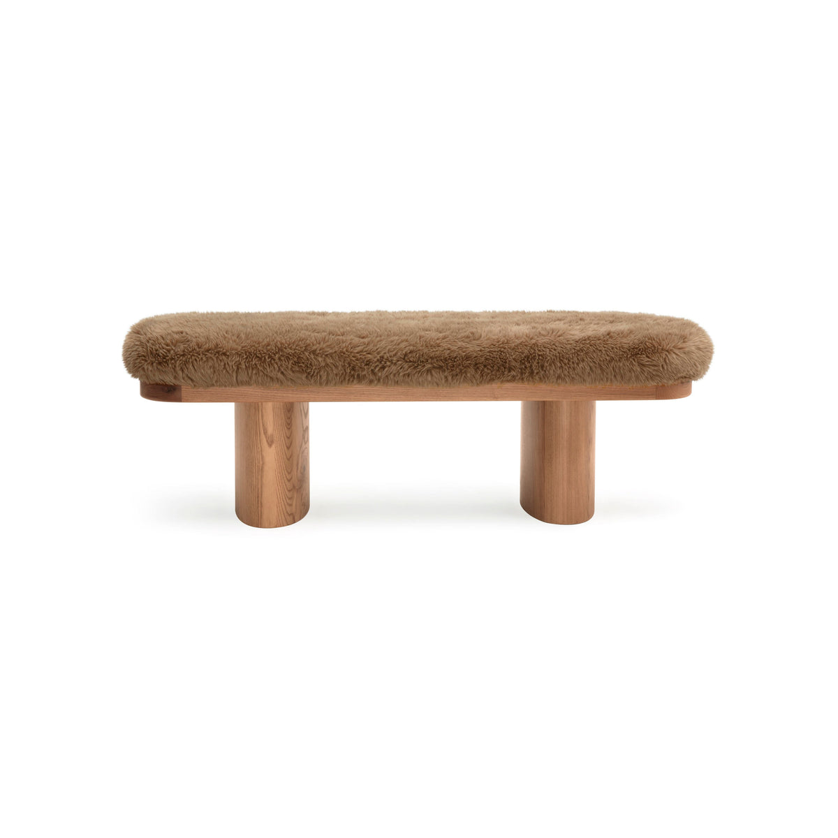 Ollie Taupe Contract-Grade Straight Vegan Shearling Bench by TOV Furniture – photo 3 of 7