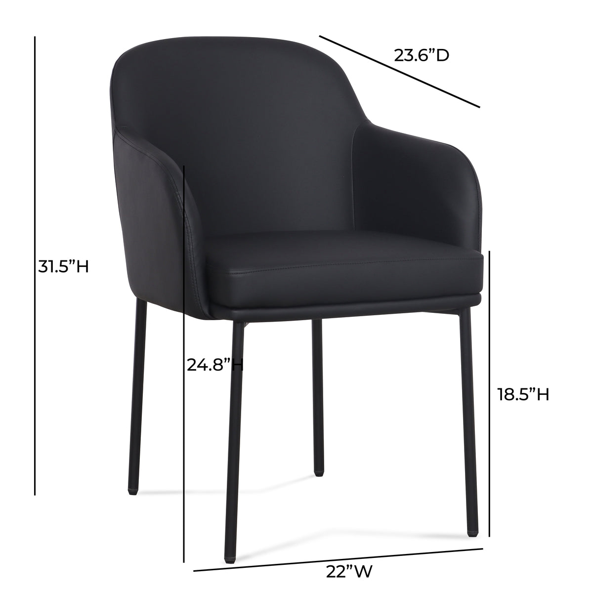Sydney Performance Vegan Leather Armchair - Set of 2 in Black by TOV Furniture – photo 6 of 6