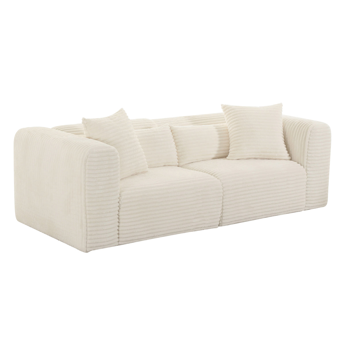 Tarra Fluffy Oversized Cream Performance Corduroy Modular Loveseat by TOV Furniture – photo 2 of 5