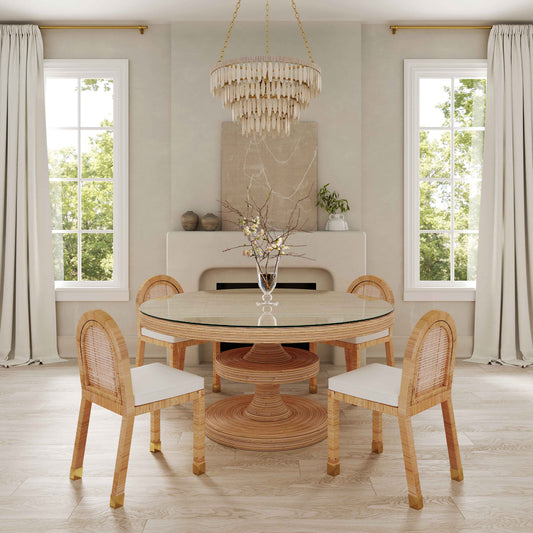 Amara Natural Rattan and Performance Fabric Arched Back Dining Chair by TOV Furniture – photo 2 of 8