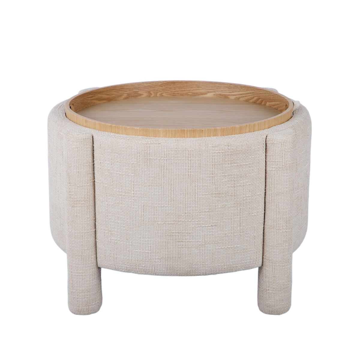 Bellamy Cream Railroad Chenille Storage Stool With Reversible Tray Top by TOV Furniture – photo 2 of 8