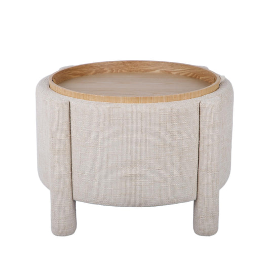 Bellamy Cream Railroad Chenille Storage Stool With Reversible Tray Top by TOV Furniture – photo 2 of 8
