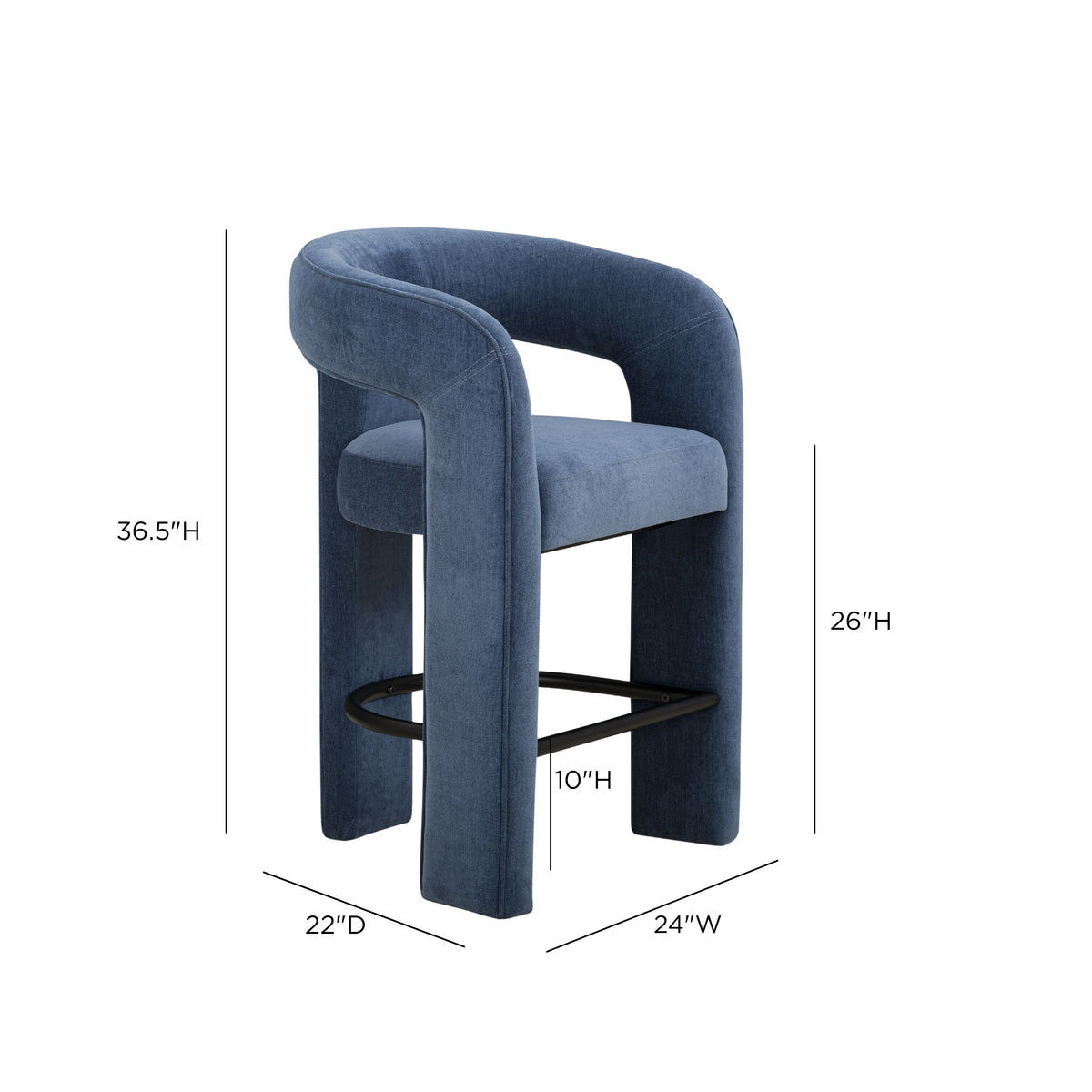 Malone Denim Blue Performance Chenille Counter Stool by TOV Furniture – photo 7 of 7