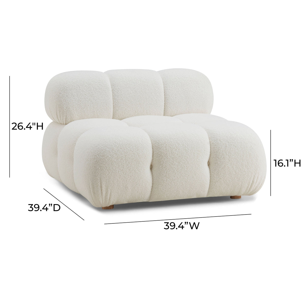 Calliope Performance Modular Armless Chair in Cream by TOV Furniture – photo 6 of 6