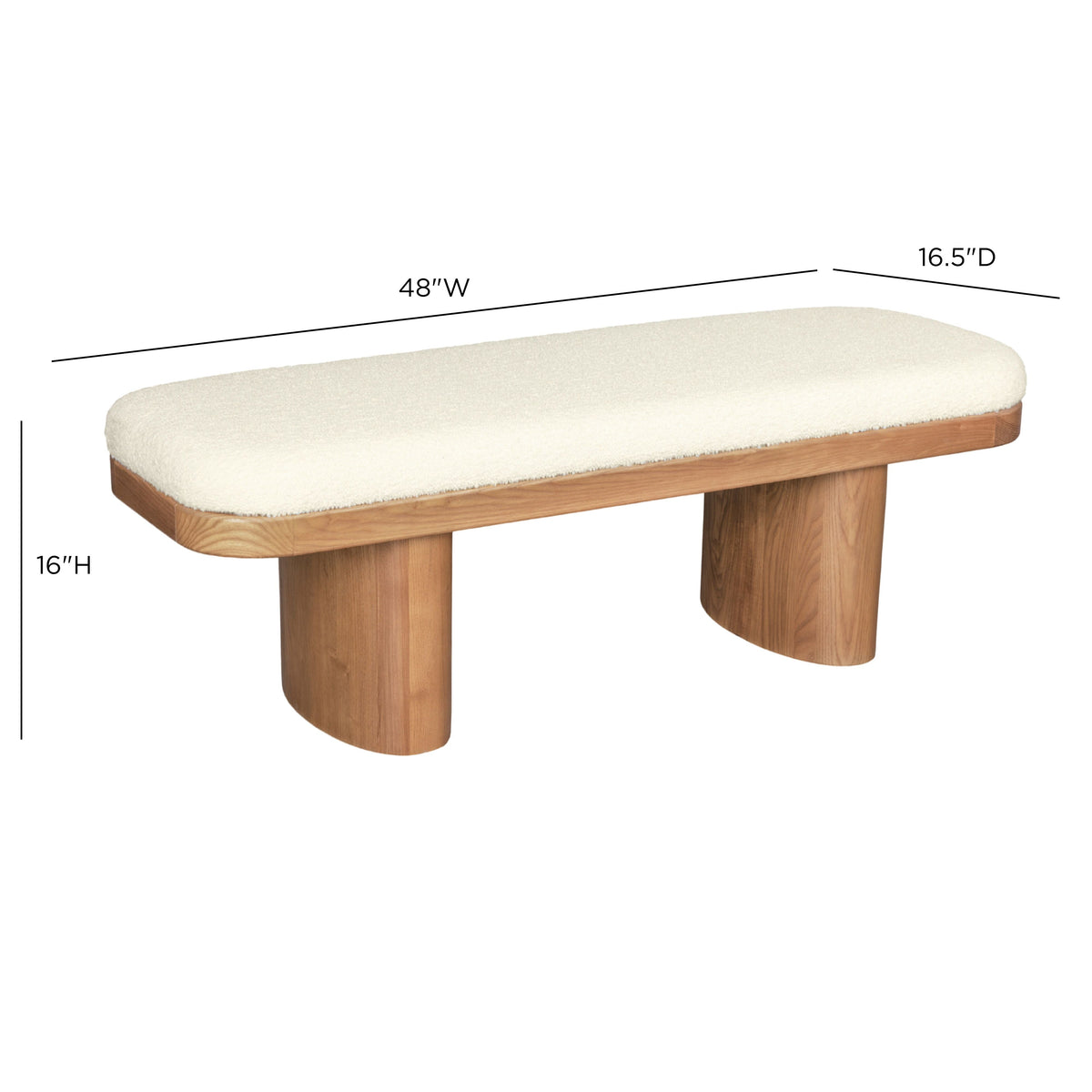 Ollie 48" White Performance Boucle Wooden Bench by TOV Furniture – photo 6 of 6