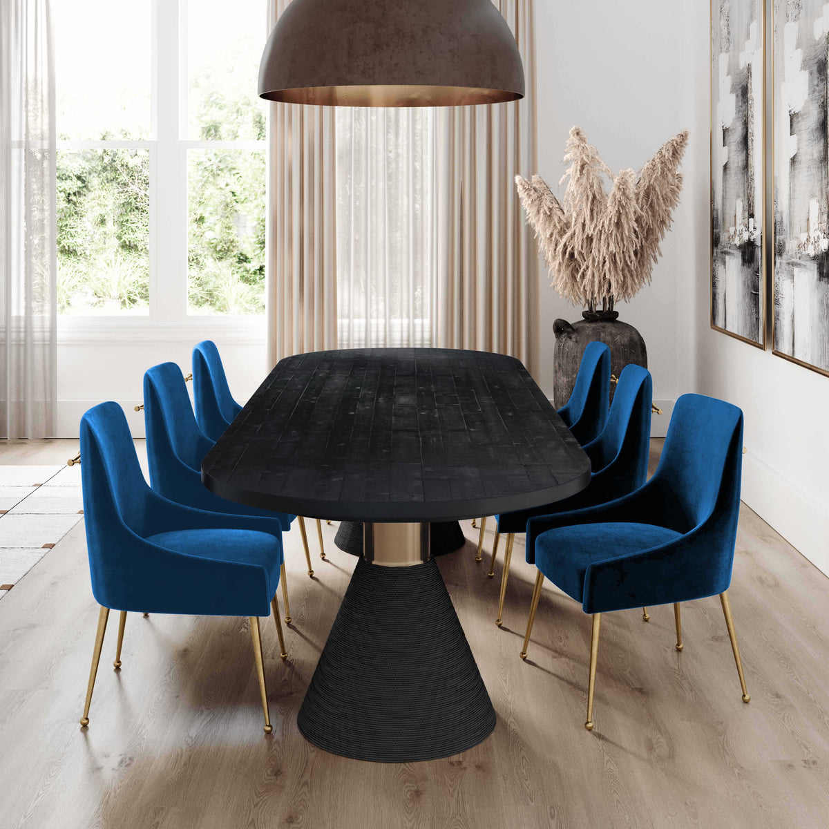 Beatrix Navy Performance Velvet Dining Chair by TOV Furniture – photo 6 of 7