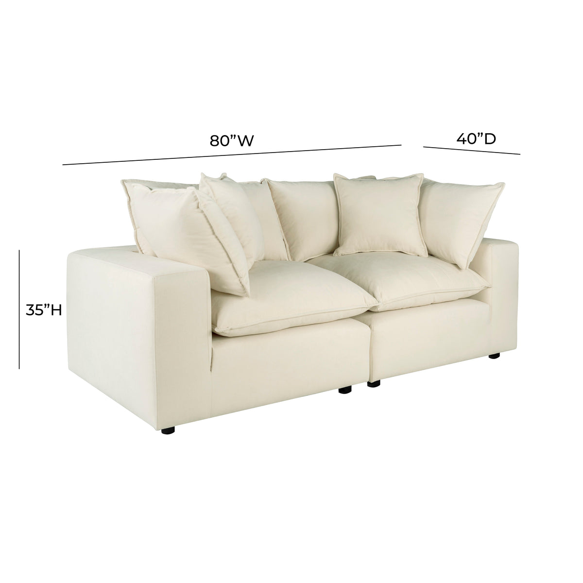 Cali 80" Natural Performance Fabric Modular Loveseat by TOV Furniture – photo 7 of 7