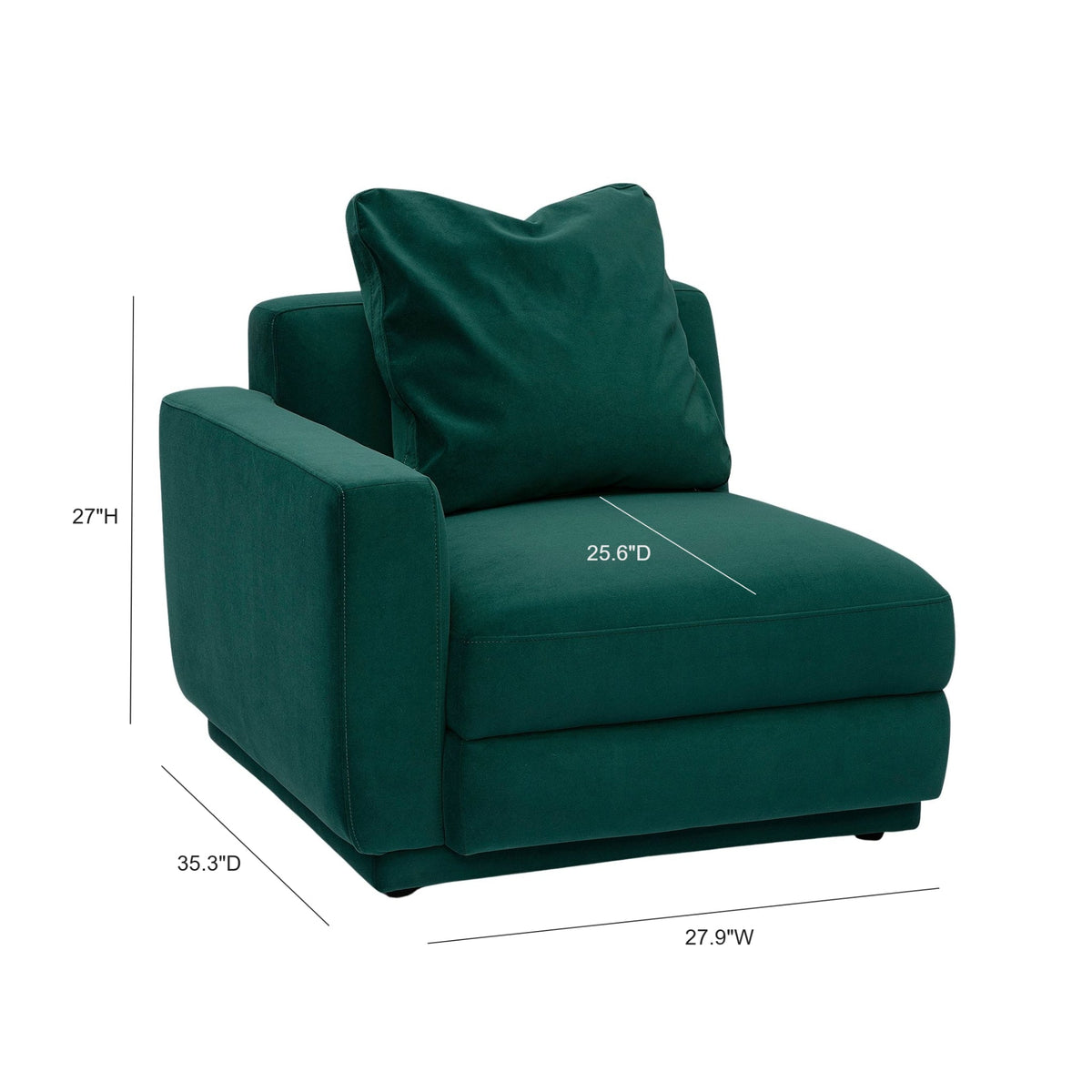 Perry Deep Green Performance Velvet Modular Sectional LAF Corner Chair by TOV Furniture – photo 6 of 6