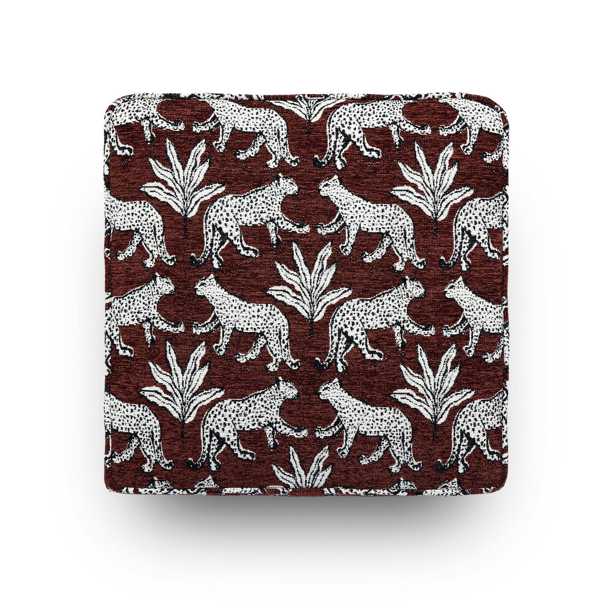 Raji Brown Leopard Jacquard Ottoman by TOV Furniture – photo 4 of 6