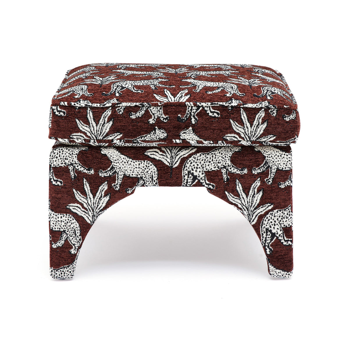 Raji Brown Leopard Jacquard Ottoman by TOV Furniture – photo 2 of 6