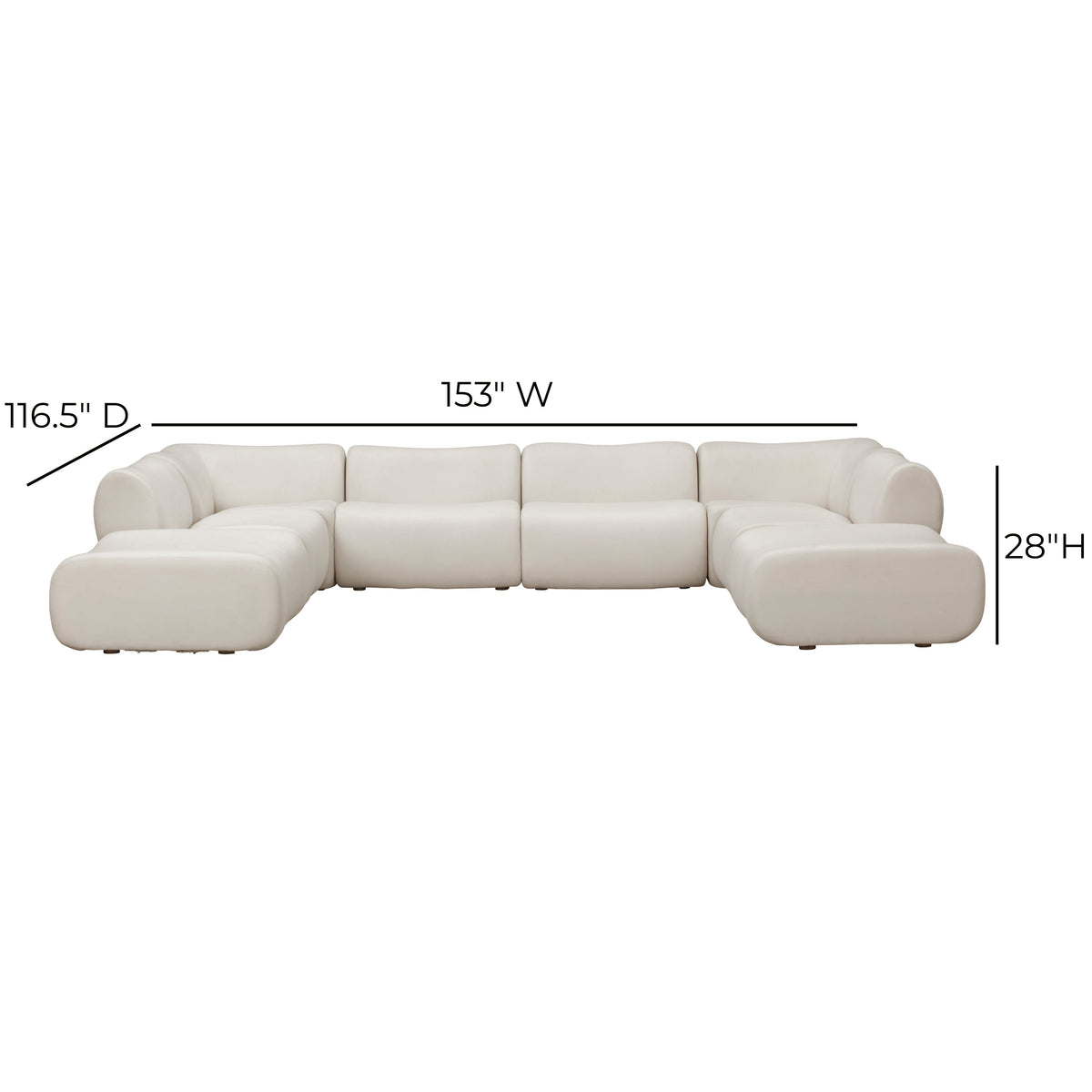 Zenith Cream Upcycled Contract-Grade Fabric Modular Large Chaise Sectional by TOV Furniture – photo 9 of 9