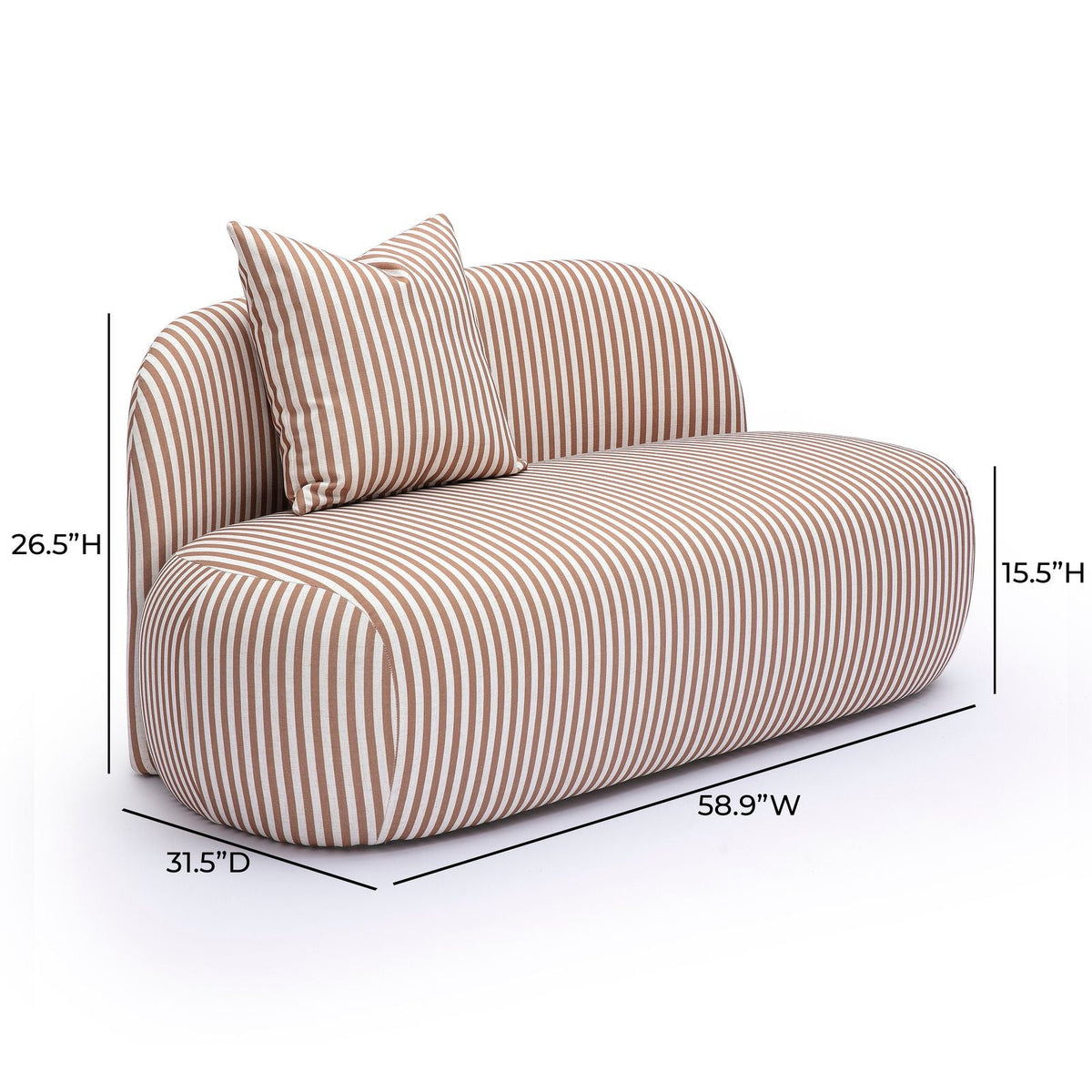Carraway 59" Brown Striped Performance Linen Loveseat by TOV Furniture – photo 5 of 5