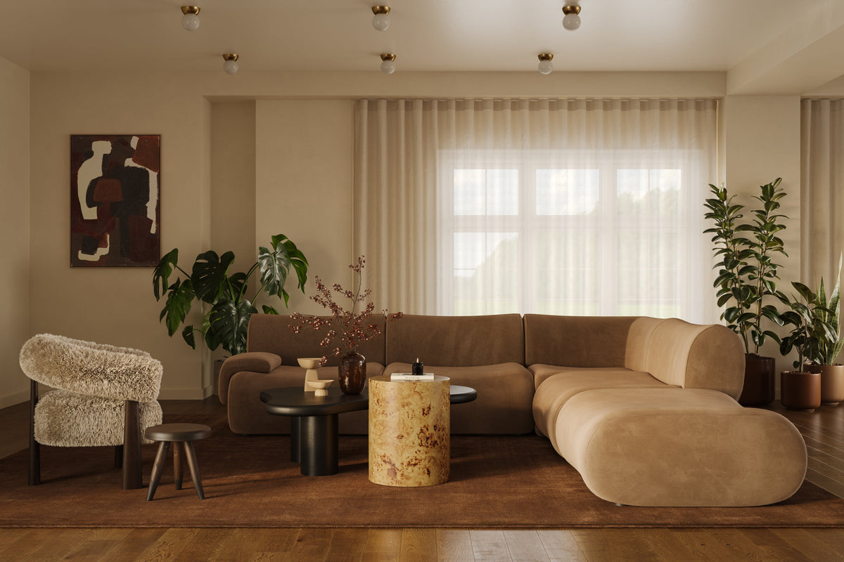 Zenith Latte Brown Velvet Modular RAF Sectional by TOV Furniture – photo 2 of 10