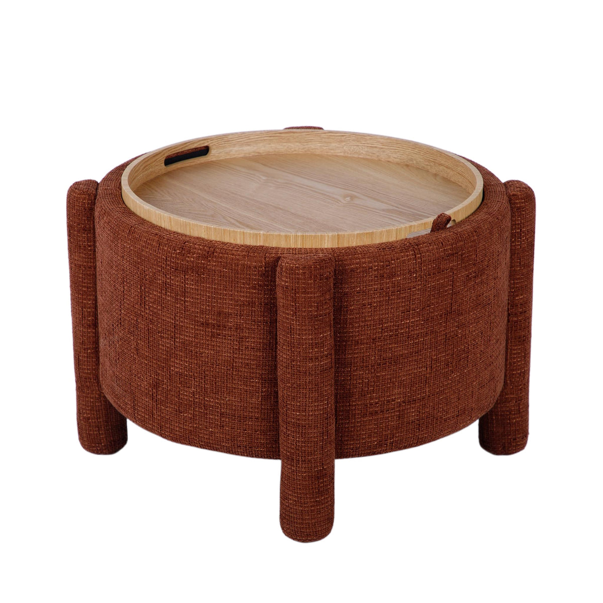 Bellamy Brown Railroad Chenille Storage Stool With Reversible Tray Top by TOV Furniture – photo 4 of 8