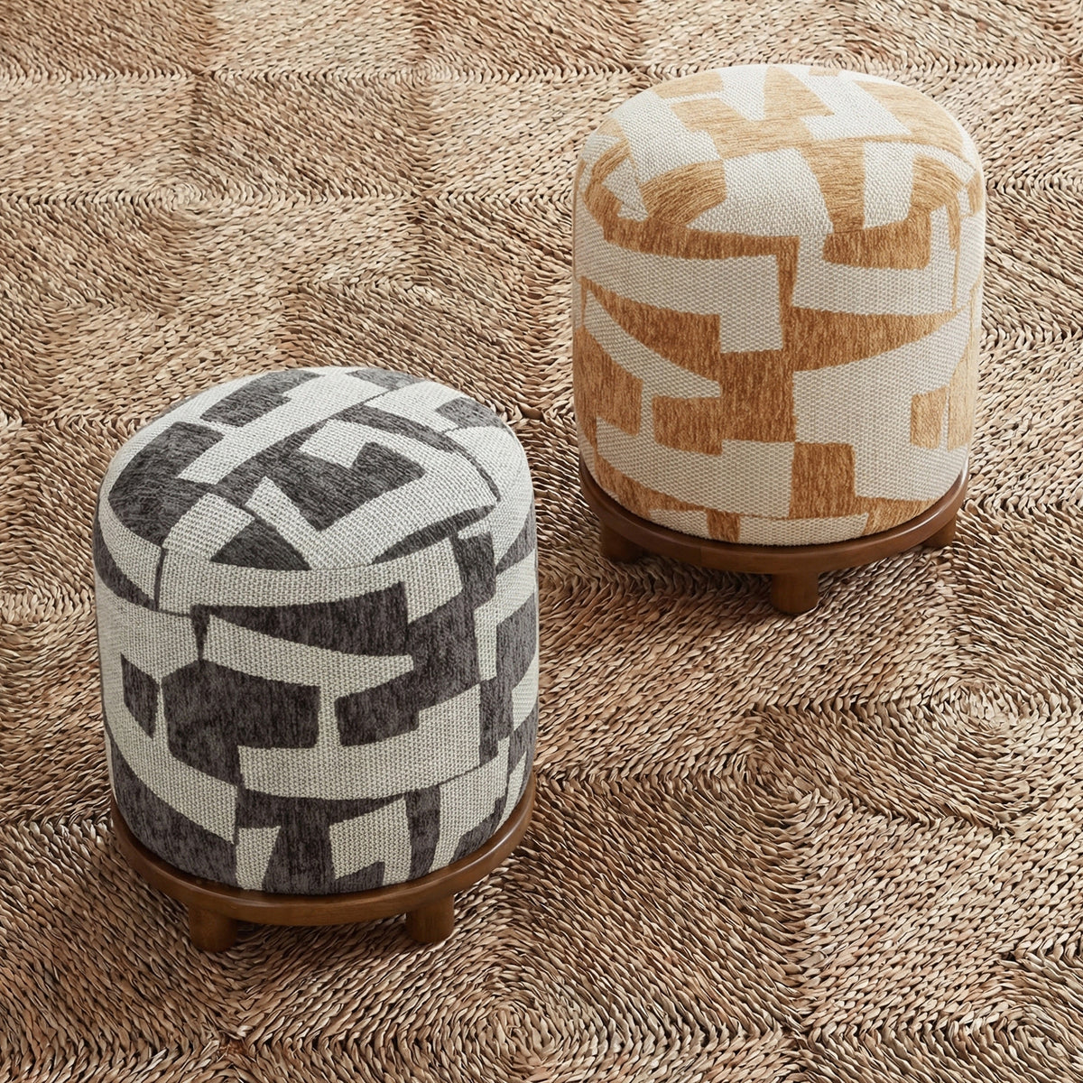 Bisou Performance Jacquard Ottoman by TOV Furniture – several colors shown