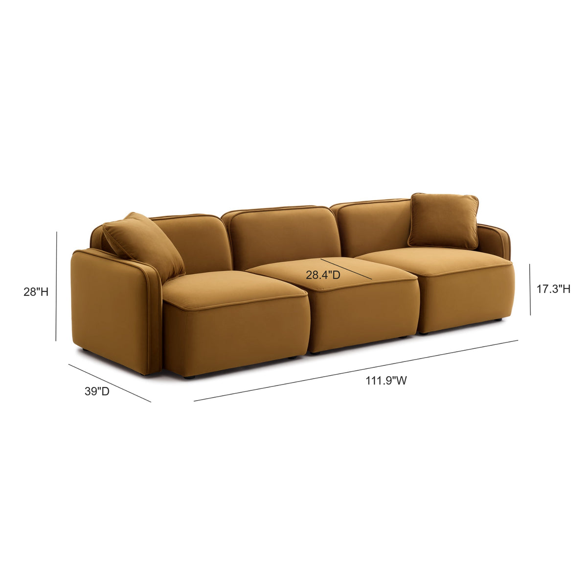 Travie 112" Honey Performance Velvet Modular Sofa by TOV Furniture – photo 5 of 5