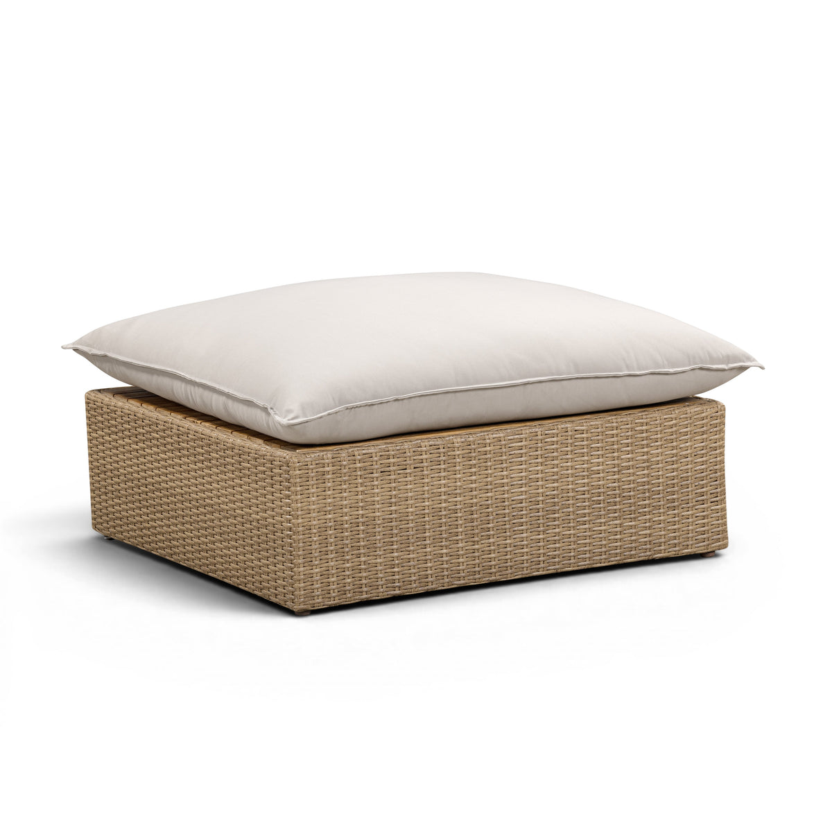 Cali Light Gray Performance Fabric & Brown Wicker Outdoor Ottoman by TOV Furniture – photo 1 of 4