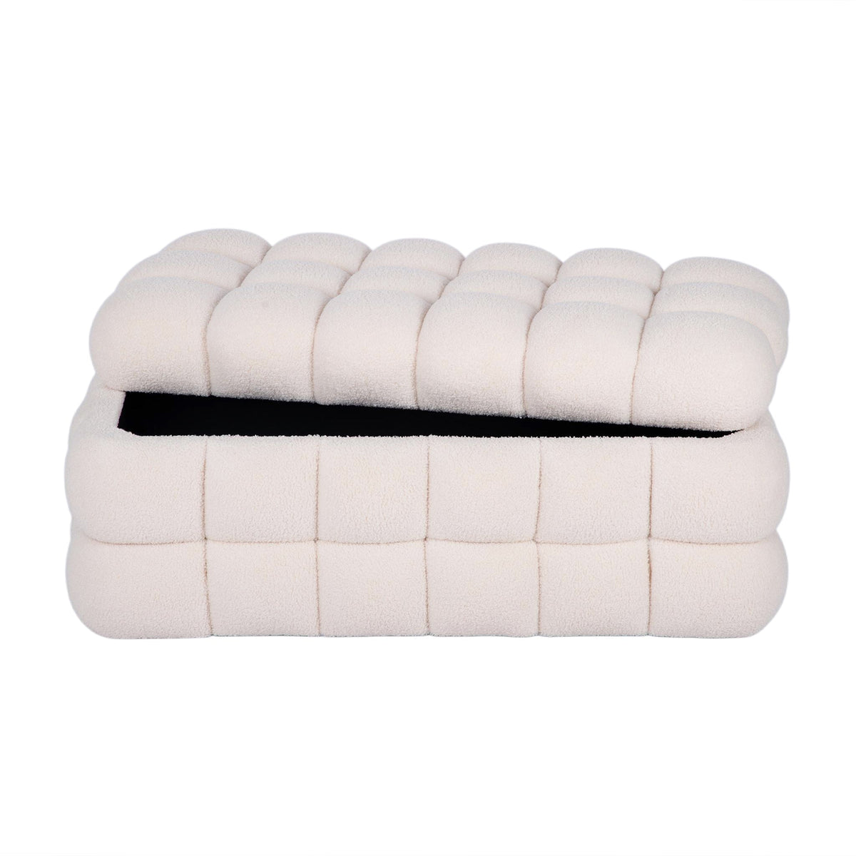 Anita 38.5" Cream Shearling Storage Bench With Reversible Tray Top by TOV Furniture – photo 2 of 9