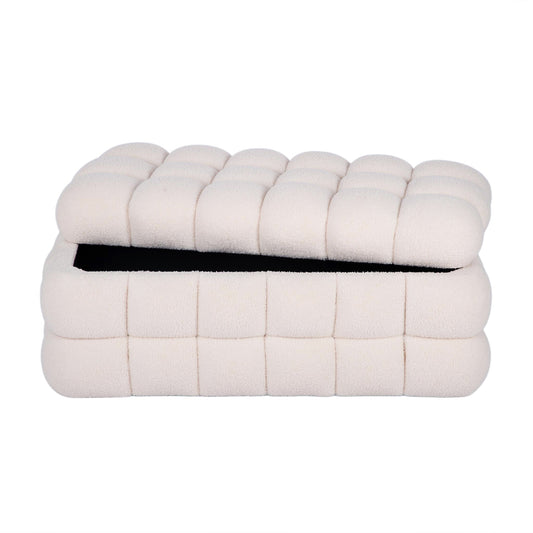 Anita 38.5" Cream Shearling Storage Bench With Reversible Tray Top by TOV Furniture – photo 2 of 9
