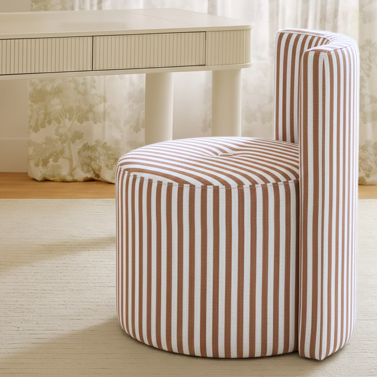 Alyssa Brown Striped Linen Rolling Desk Chair by TOV Furniture – photo 2 of 5