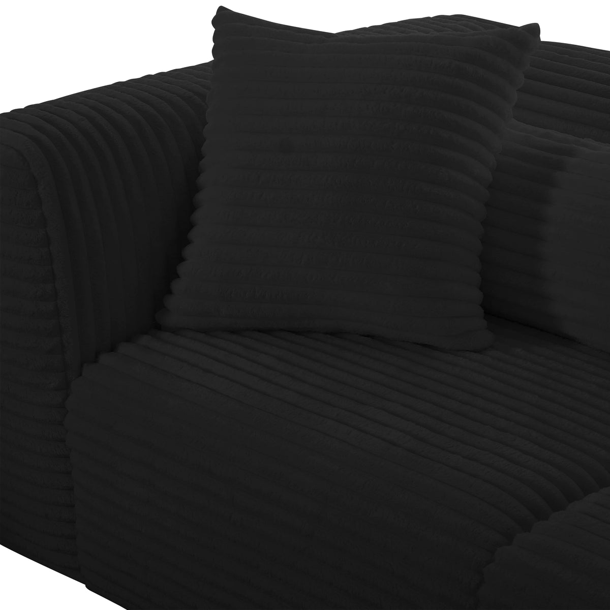 Tarra Fluffy Oversized Black Performance Corduroy Modular Loveseat by TOV Furniture – photo 4 of 5