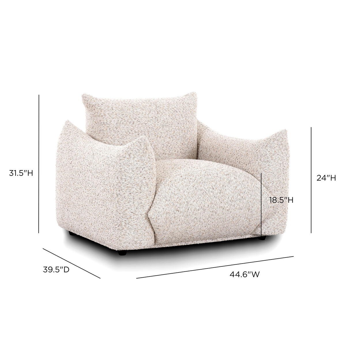 Saint Tropez Nubby Fabric Armchair in Sand by TOV Furniture – photo 7 of 8