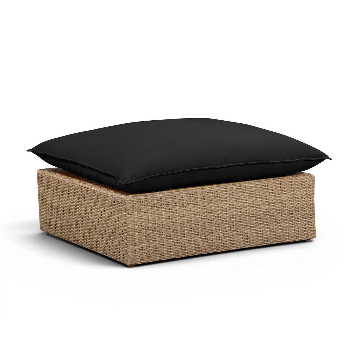 Cali Black Performance Fabric & Brown Wicker Outdoor Ottoman by TOV Furniture – photo 1 of 3