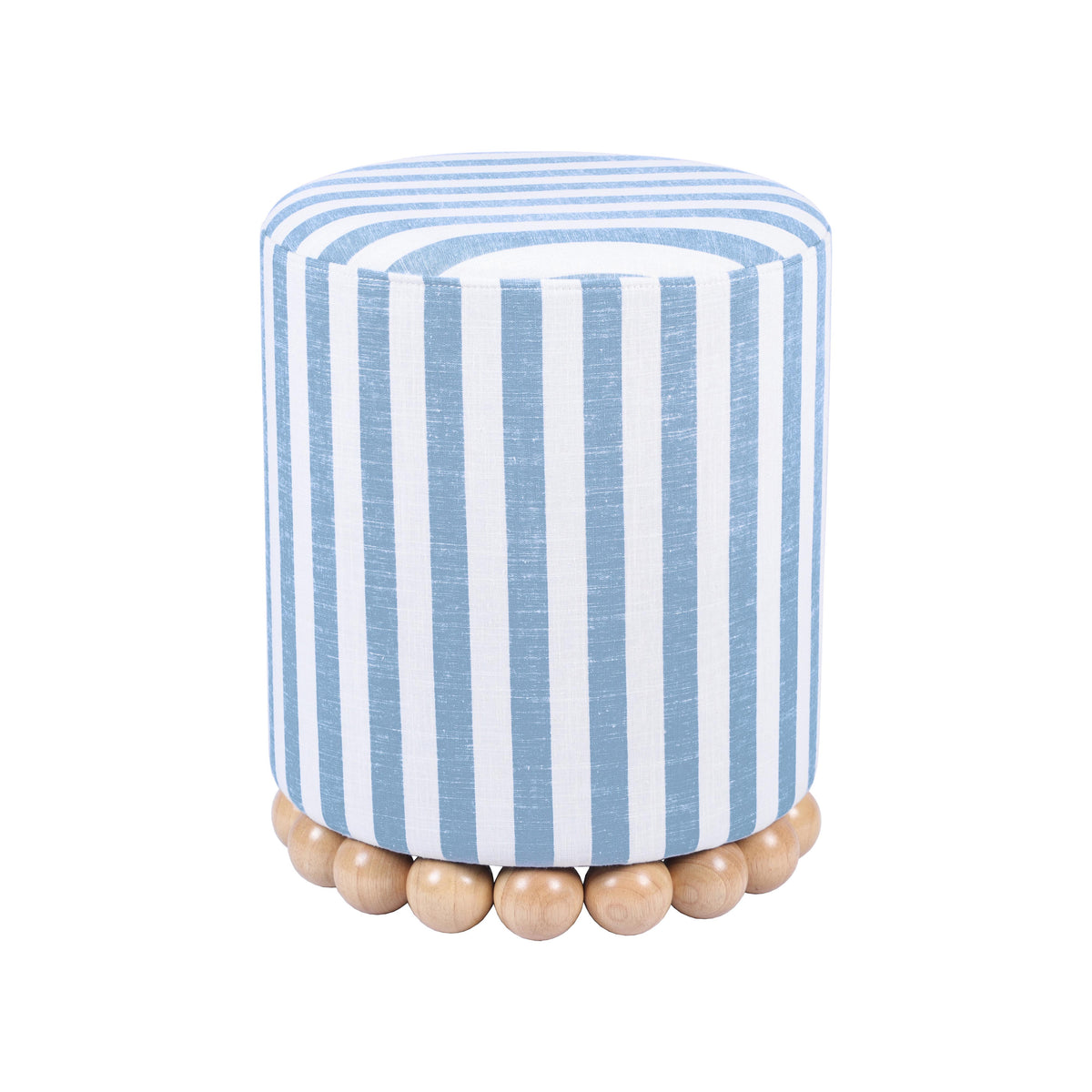 Dex Pastel Blue Striped Linen Ottoman by TOV Furniture – photo 1 of 8