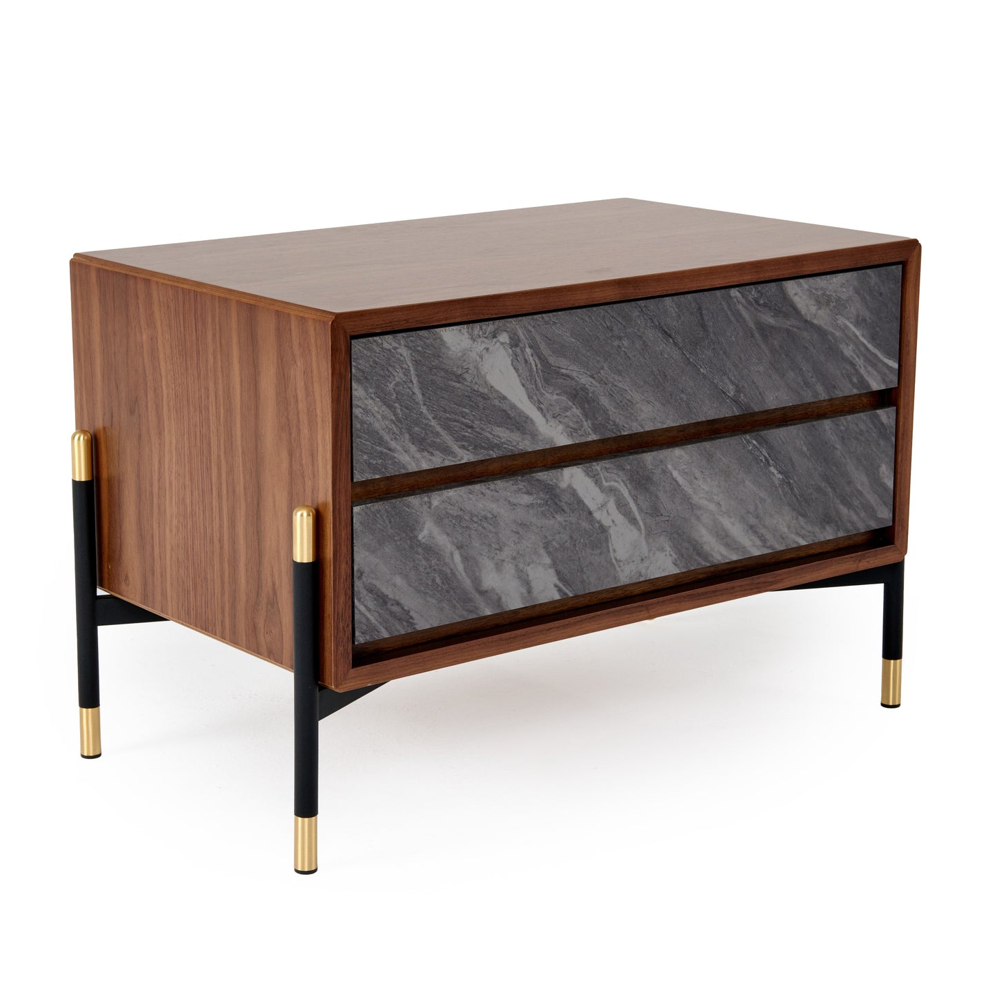 Nova Domus Metcalf Mid-Century Walnut and Grey Nightstand