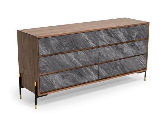 Nova Domus Metcalf Mid-Century Walnut and Grey Dresser