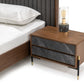Nova Domus Metcalf Mid-Century Walnut and Grey Bed with Two Nightstands