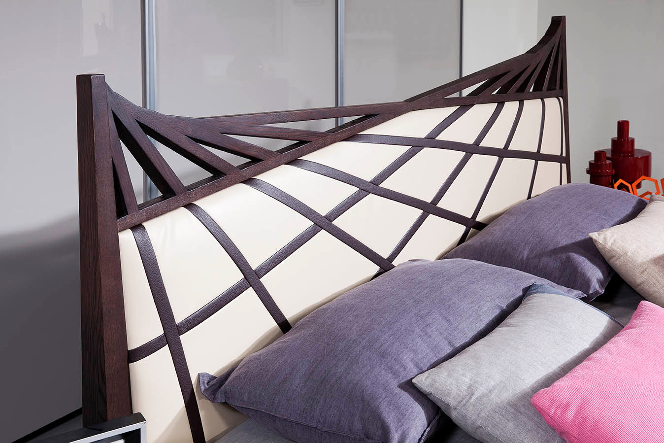 Modrest Prism Modern Brown and Beige Bonded Leather Bed