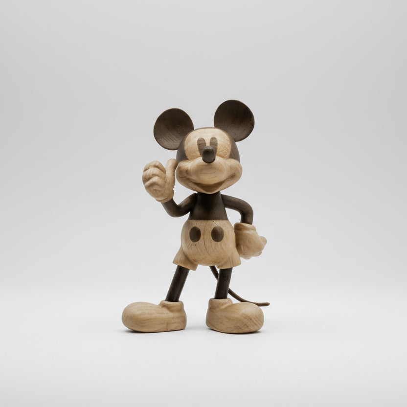 Boyhood Disney Mickey Mouse wooden figure in oak & smoked oak, Small (image 1)