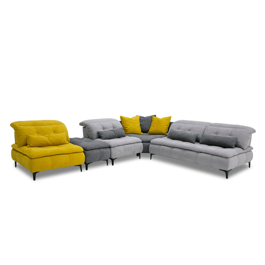 David Ferrari Mikado Italian Modern Grey and Yellow Fabric Modular Sectional Sofa