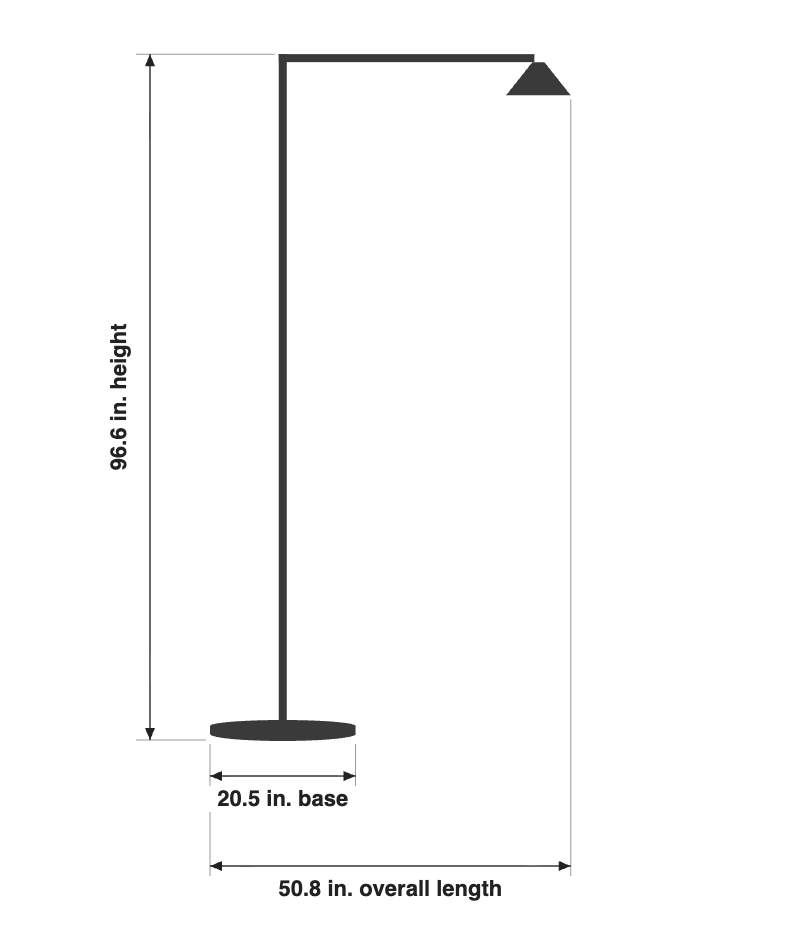 Visual Comfort Mill Outdoor Grande Floor Lamp dimensions diagram