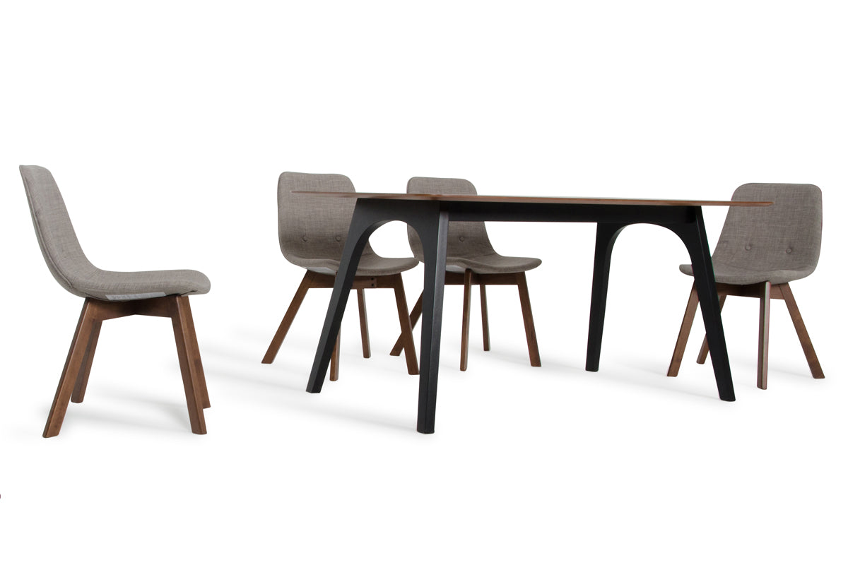 Modrest Laken Mid-Century Walnut and Black Dining Table