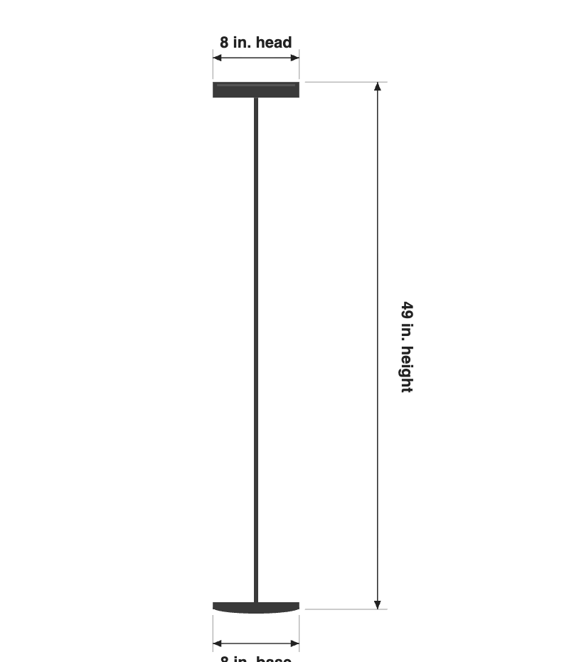 Moneta Medium floor lamp dimensions: 49 inches high, 8 inches wide