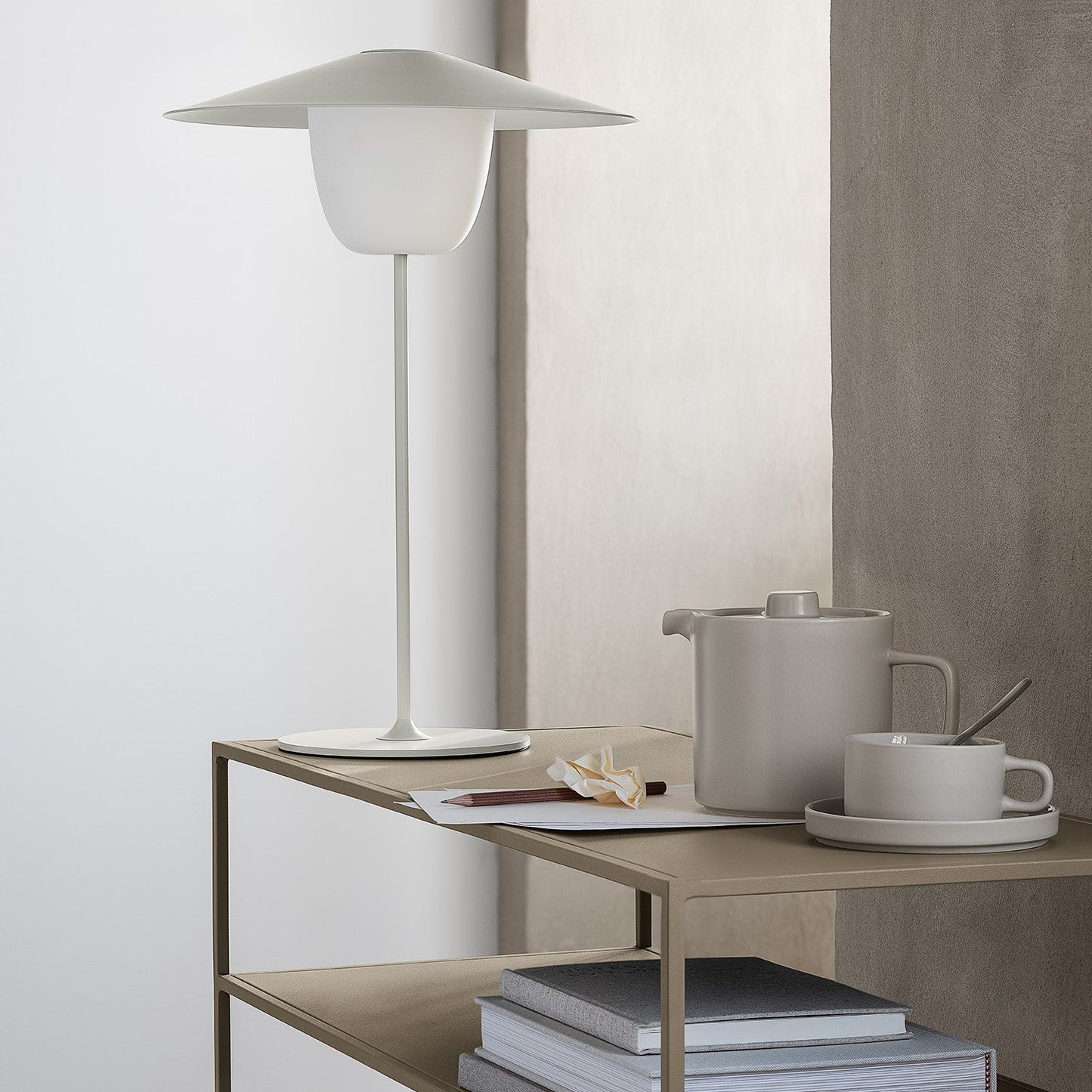 blomus Pilar Tea Cups with Saucers 6 oz Saucers Agave Green Set of 2