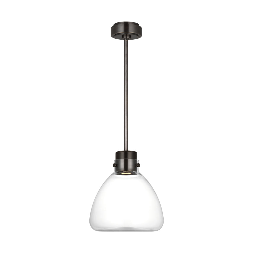 Morgan 12-inch LED Pendant Light Bronze Brass Clear Smoked Glass by Visual & Comfort & Co
