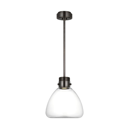 Morgan 12-inch LED Pendant Light Bronze Brass Clear Smoked Glass by Visual & Comfort & Co