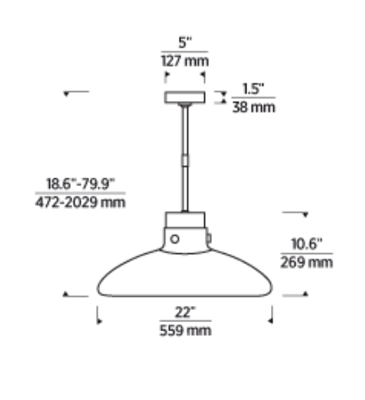 Visual Comfort 22 Inch Brass Brone Clear Smoked Glass Led Pendant Light Morgan 