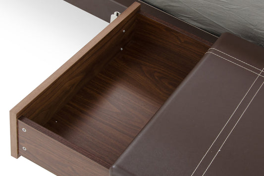 Nova Domus Ria Contemporary Brown Eco-Leather and Walnut Nightstand