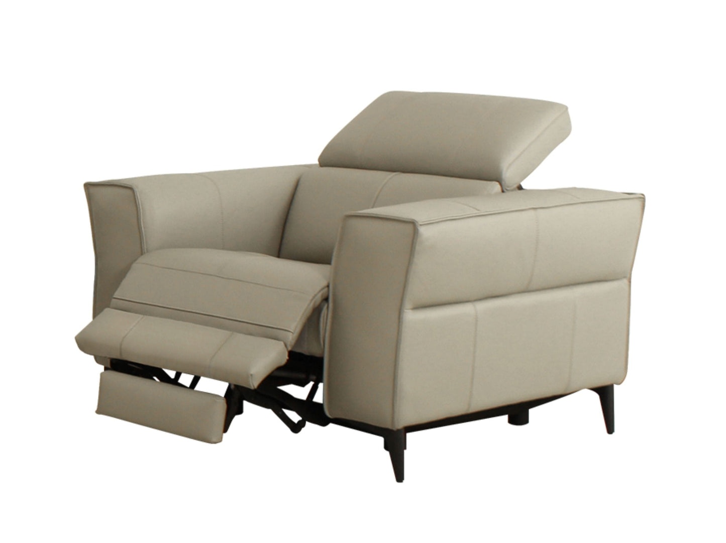 Divani Casa Nella Modern Light Grey Leather Armchair with Electric Recliner