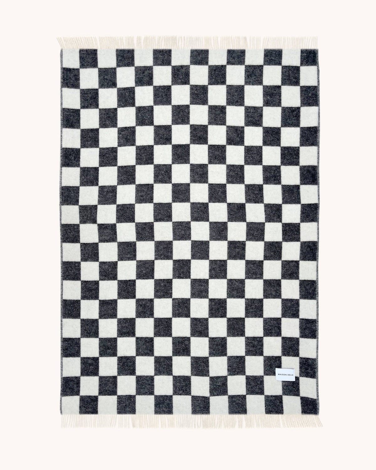 Maison Deux Checkerboard Wool Blanket in Black/White – main view