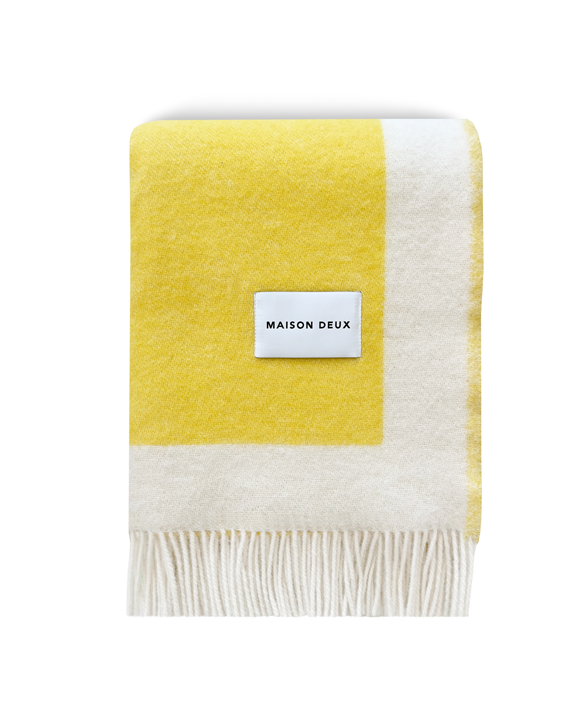 Maison Deux Color Block No. 2 Wool Blanket in Yellow/Green & Lilac – detail 2