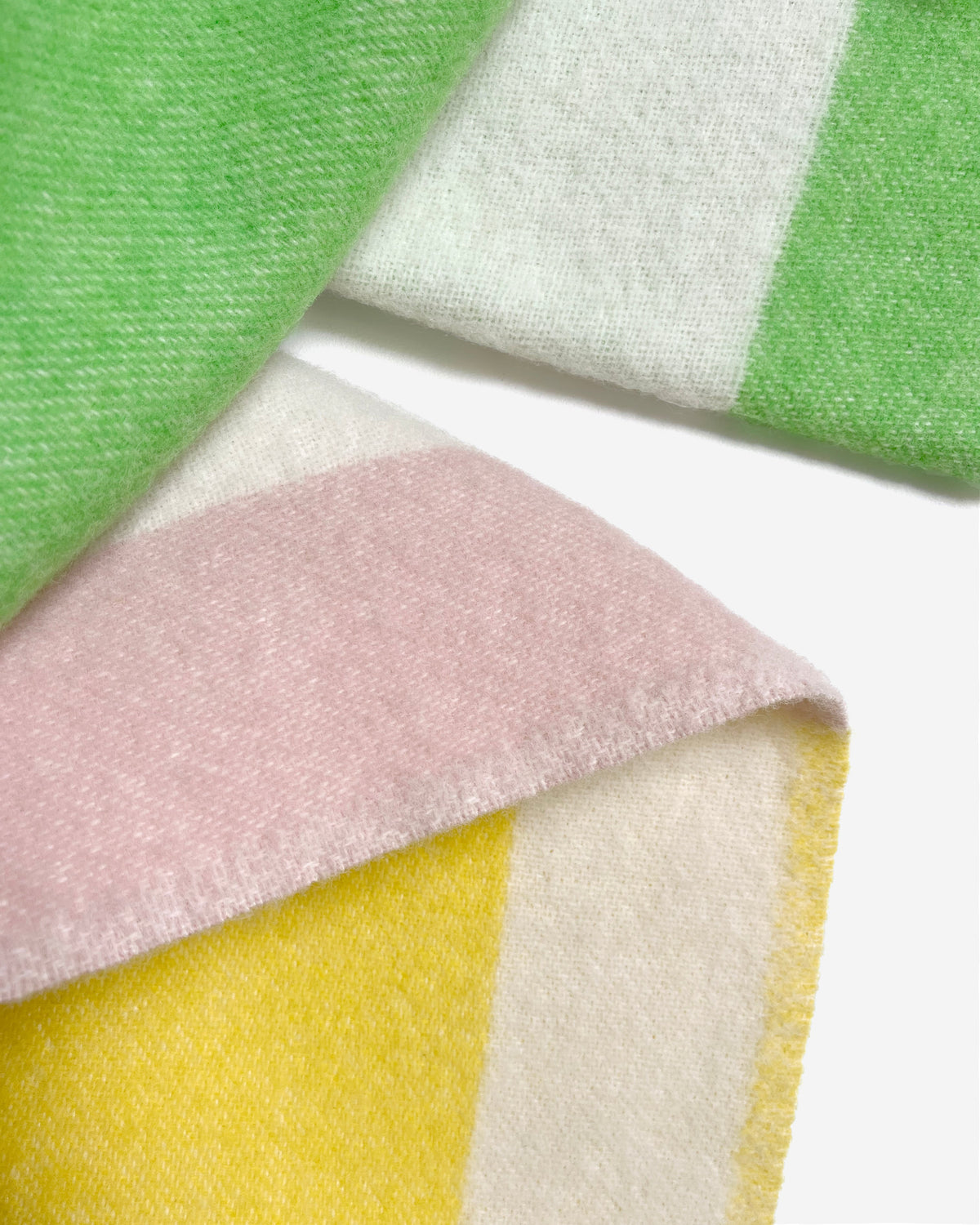 Maison Deux Color Block No. 2 Wool Blanket in Yellow/Green & Lilac – detail 3