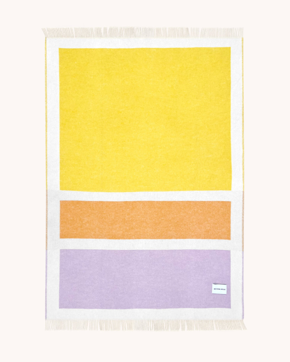 Maison Deux Color Block No. 1 Wool Blanket in Lilac/Yellow & Orange – main view